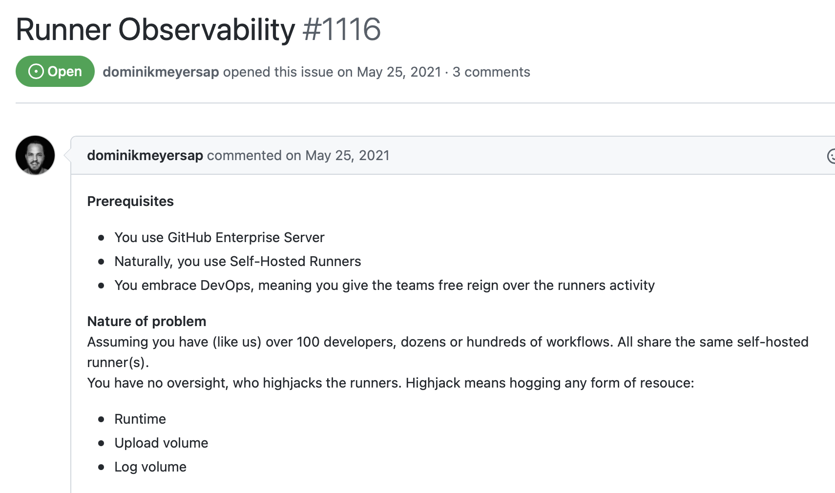 GitHub Actions Runner Observability Issue
